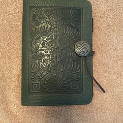 Handtooled Leather Planner Binder Green
