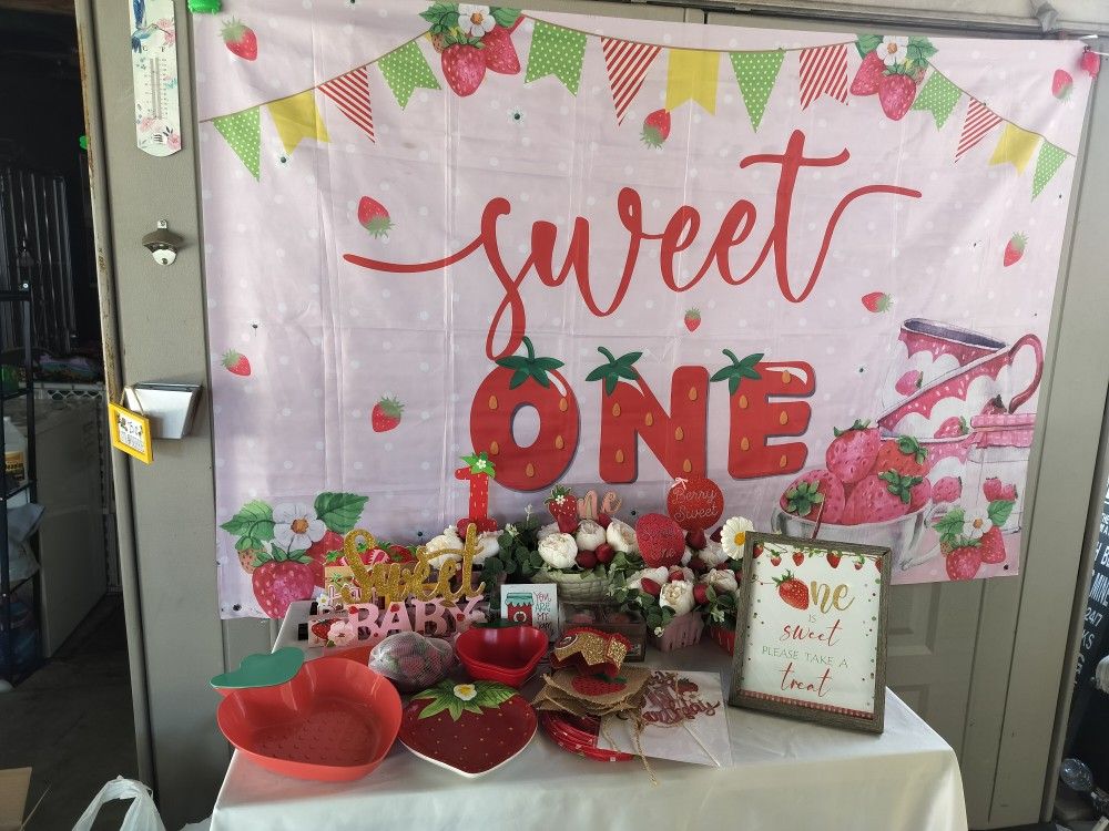 Berry 1st Birthday Party Decor Strawberry Theme 