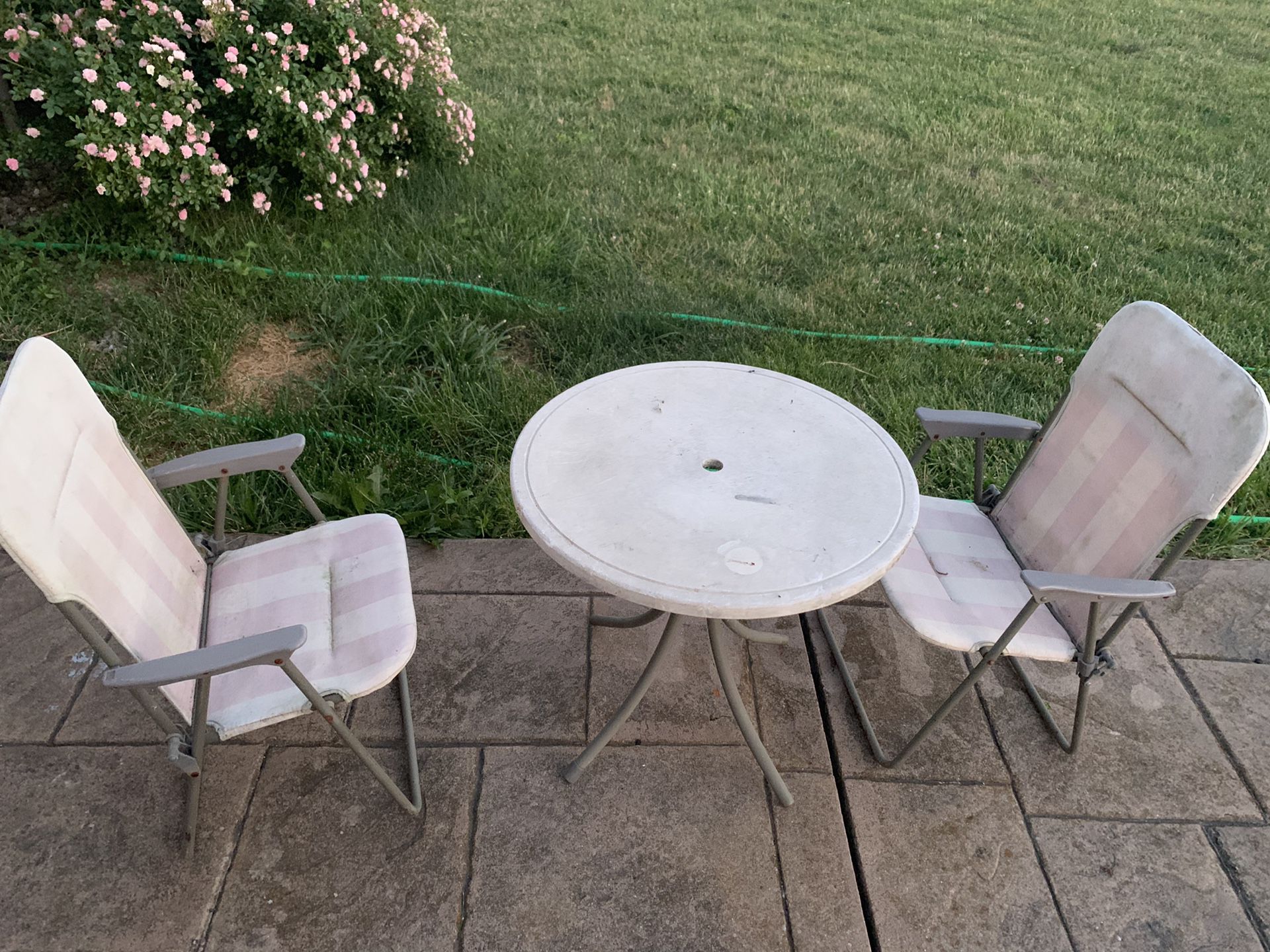 Small child’s outdoor table and chair set