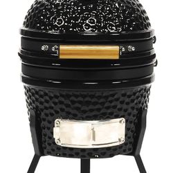 VESSILS Ceramic Charcoal Kamado Grill - Tabletop 5-in-1 Charcoal BBQ Smoker - 9.8" Stainless Steel Grid - Egg Shaped Ceramic Outdoor Heavy Duty $150