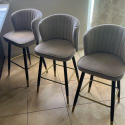 Three Vintage Bar Stools. Soft 