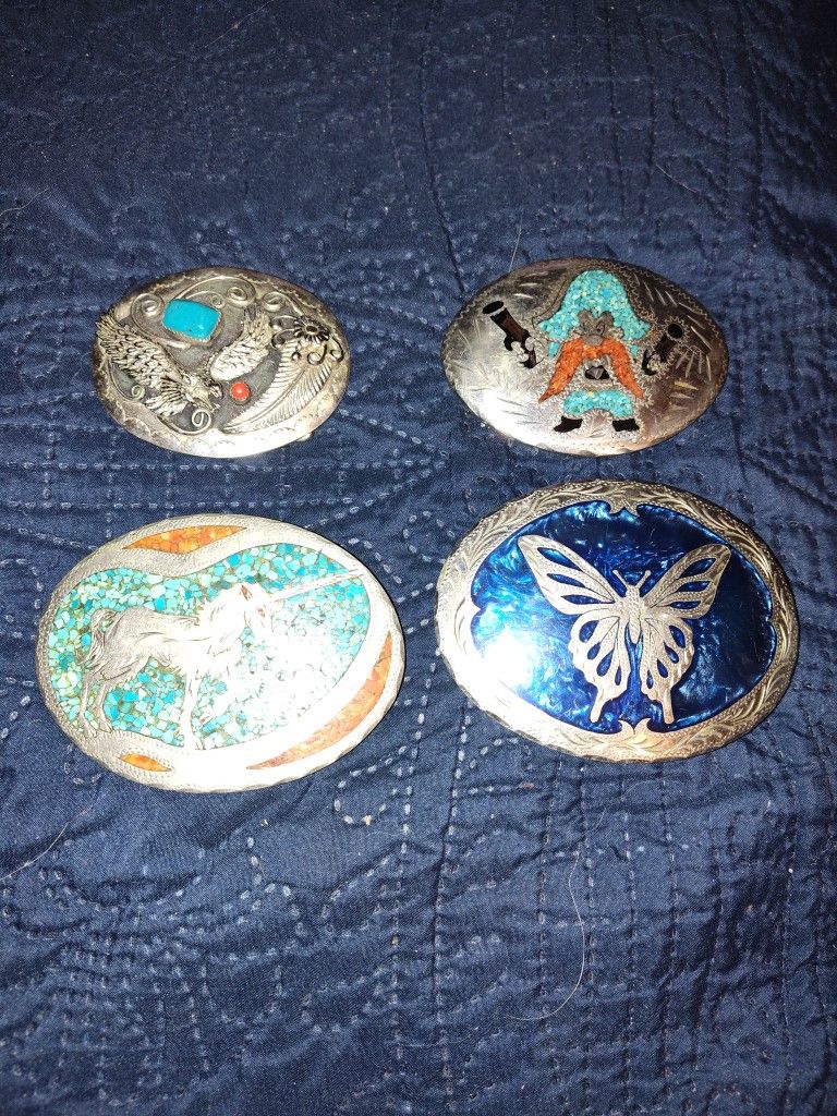 4 -925 Silver and Turquoise Belt Buckles (Heavy)