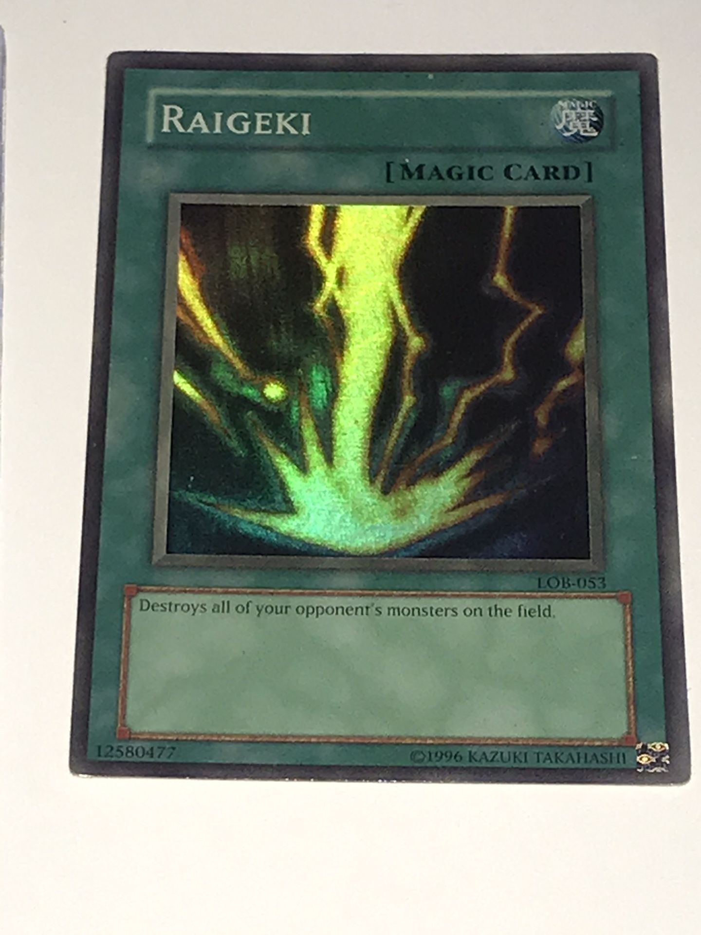 Yugioh Raigeki LOB 053 Super Rare MInt Condition