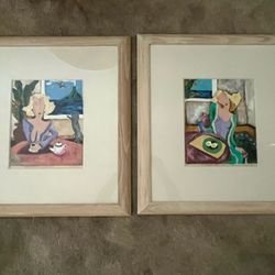 A. Van Gores Acrylic Light Impasto Original Painting  set Of Two Framed Ready To Hang 20 1/2 X 22 1/2 Abstract Art . He