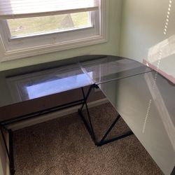 L-Shaped Glass Desk