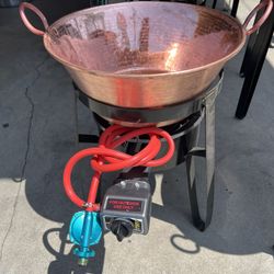 Copper Kettle With Stand And Burner For Carnitas