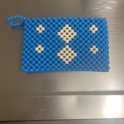 Blue Beaded Purse Clutch