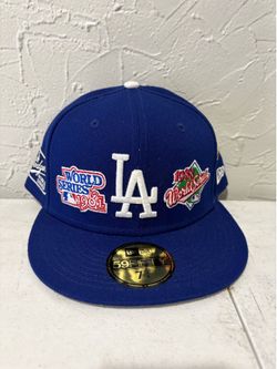 MLB new era Los Angeles dodgers blue full wrap 1981, 1988, 2020 World Series patches 59fifty fitted hat size 7 3/4
