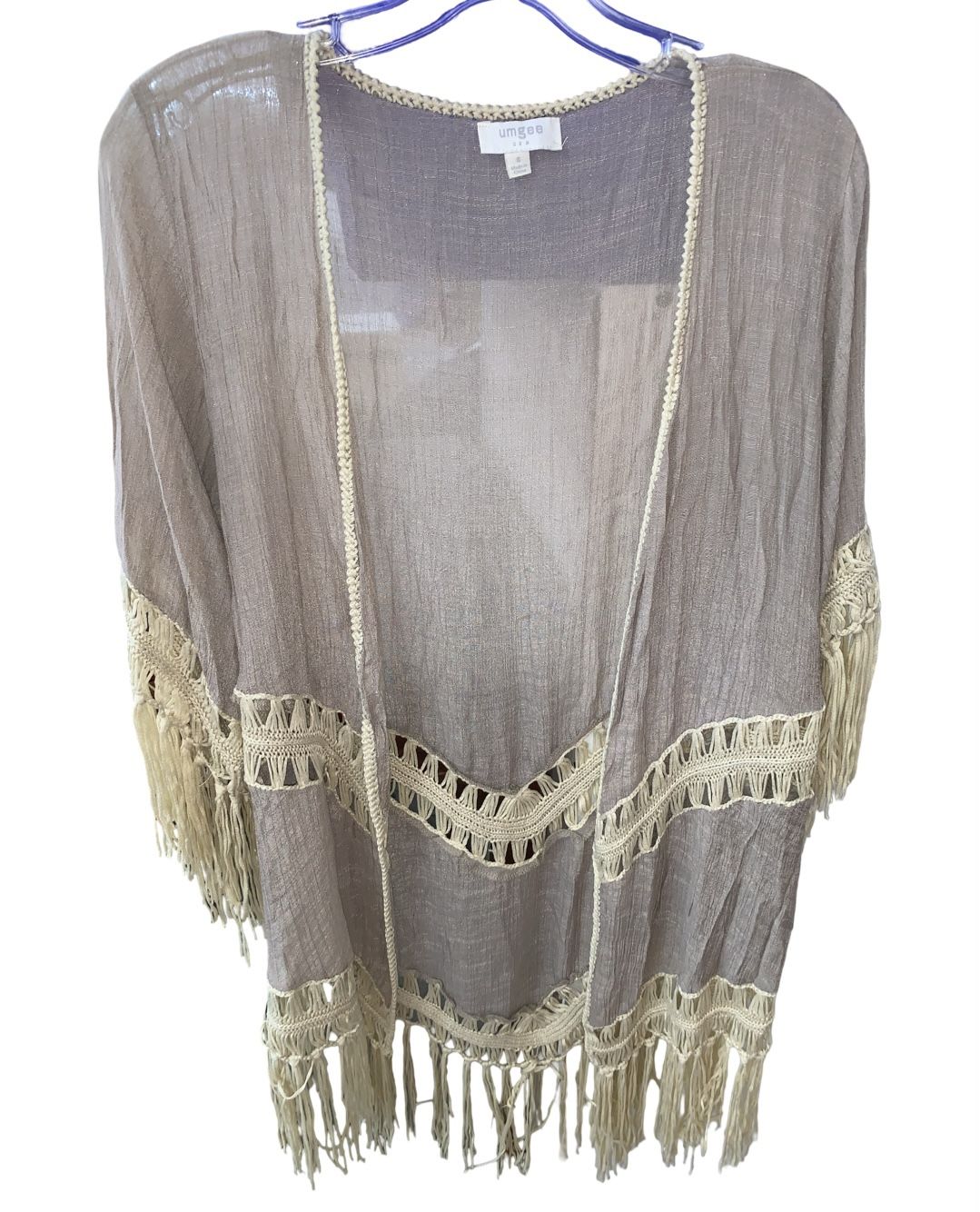 Umgee Fringed Open Cardigan Duster Size Small