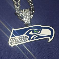 Seattle Seahawks Rhinestone Pendant With Iced Out Necklace