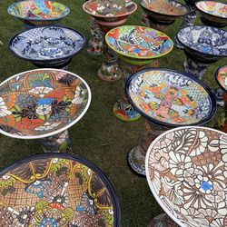 Mexican Talavera Birdbaths Décor, Pottery , Clay Pots.
