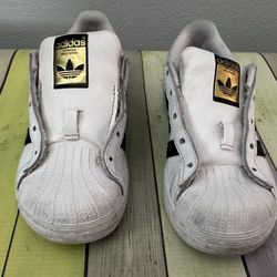 Adidas Superstar Shelltoes 11K 11C White Black