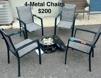 Set of 4 Outdoor Metal Patio Chairs