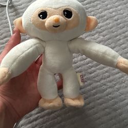White Fingerling Monkey Plush With Pink Hair