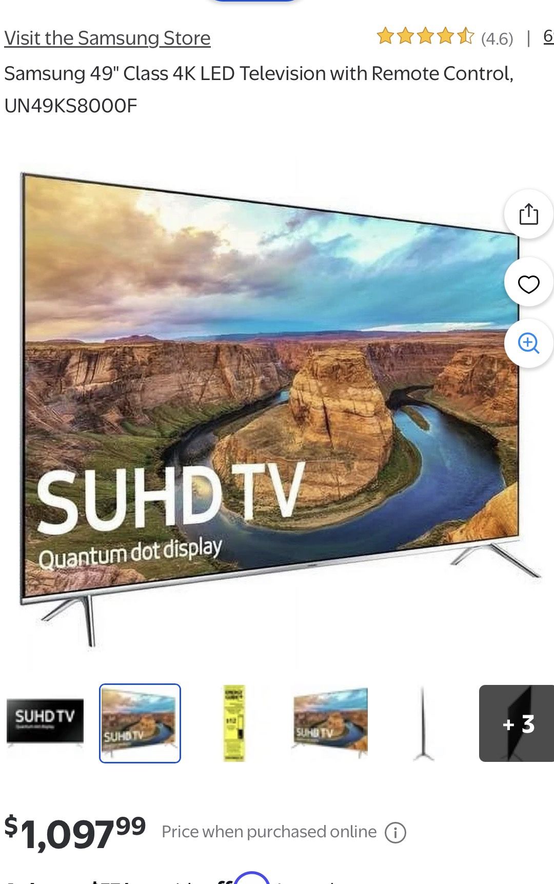 Samsung 50”Quantum KS8000 Series 4k SuperIHD HDR PaperThin Crystal Smart TV