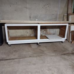 8' Long Rolling Wood Cabinet