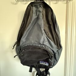 Lightweight grey and black backpack by Patagonia