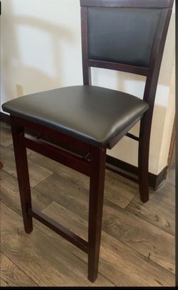 Beautiful NEW 24" Mid Back Indoor Upholstered Folding Bar Stool, Merlot/Dark Brown Faux Leather