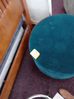 Blue Crushed Velvet Ottoman