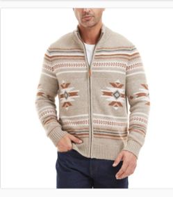Frye Men's Patterns Zip Mock Neck Cardigan 