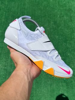 NIKE POLE VAULT ELITE “WHITE / LASER ORANGE” TRACK & FIELD SPIKES (Size 8.5, Men’s)