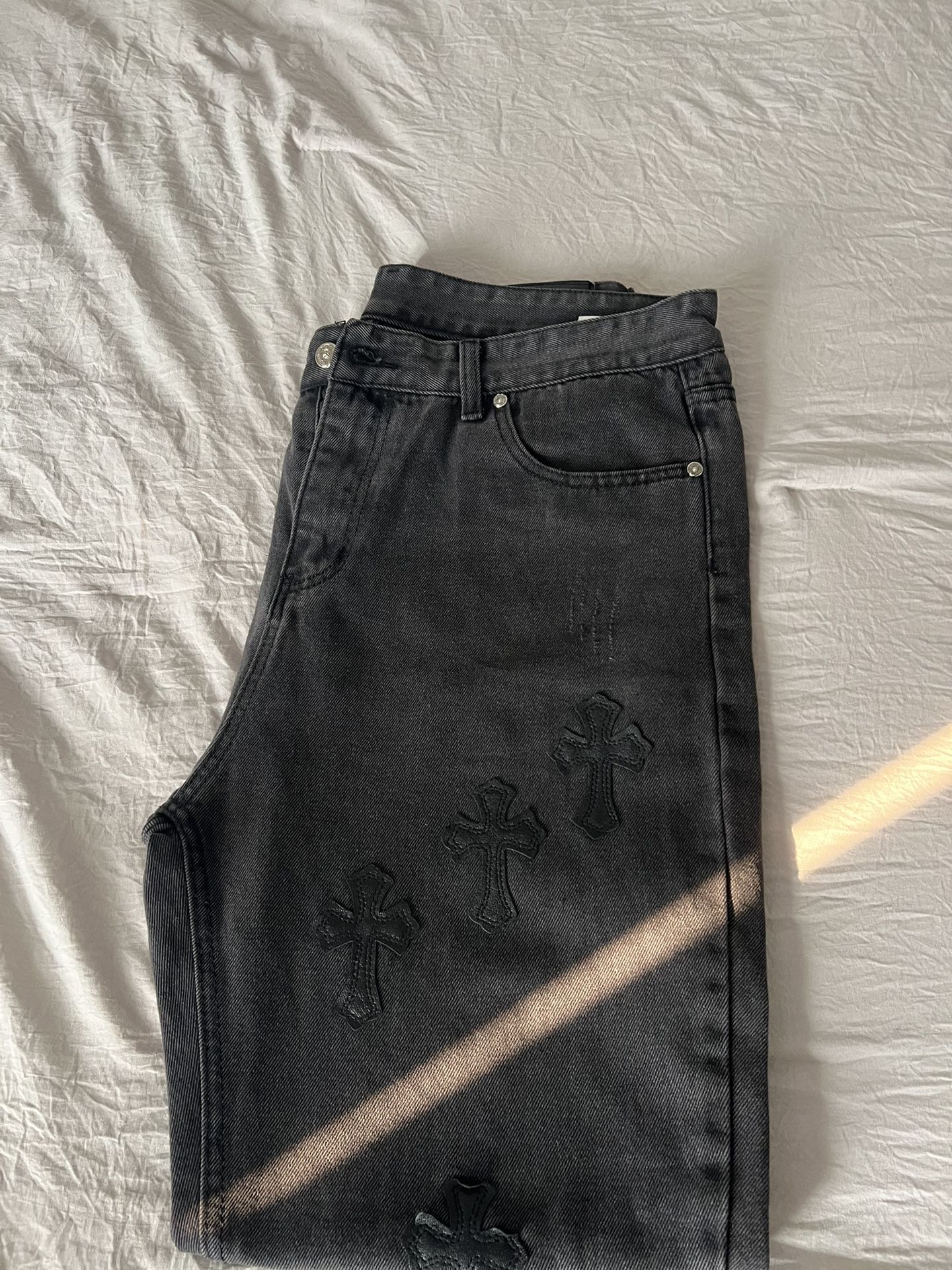 Black Chrome Heart Jeans