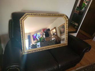 Large Heavy Gold Mantle Mirror