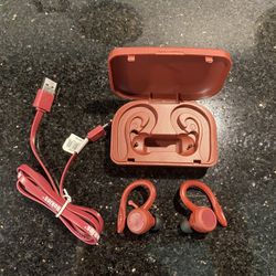 Sports Silicone inEar Bluetooth Ear Hooks Earbuds with Charging Box (Lava Red) by Conquest TWS