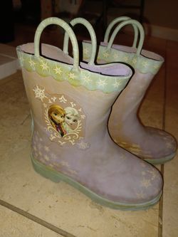$6;Rain Boots Kids Size 1 Ana And Elsa Disney