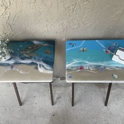 Tv Tray Tables Epoxy Turtles Ocean  