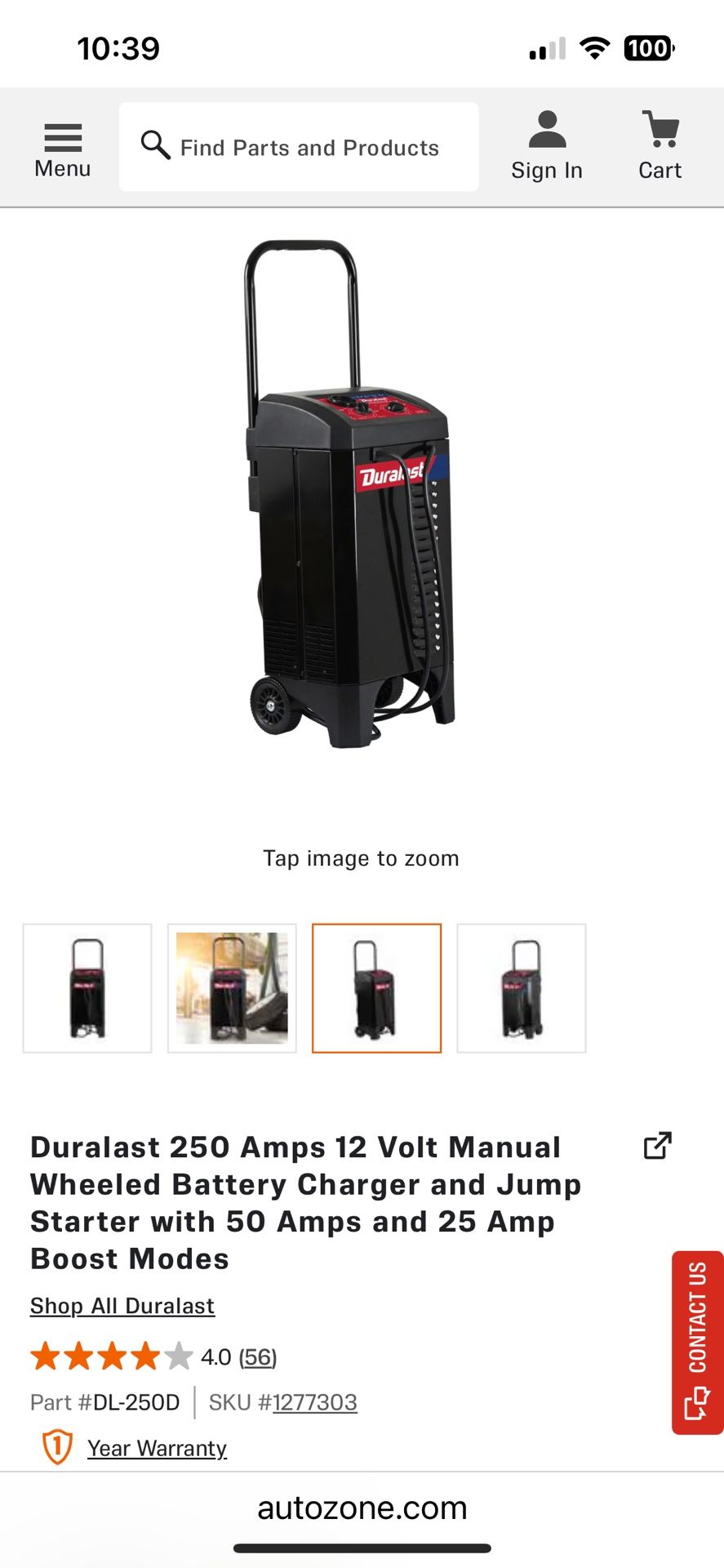 Duralast Battery Charger On Wheels
