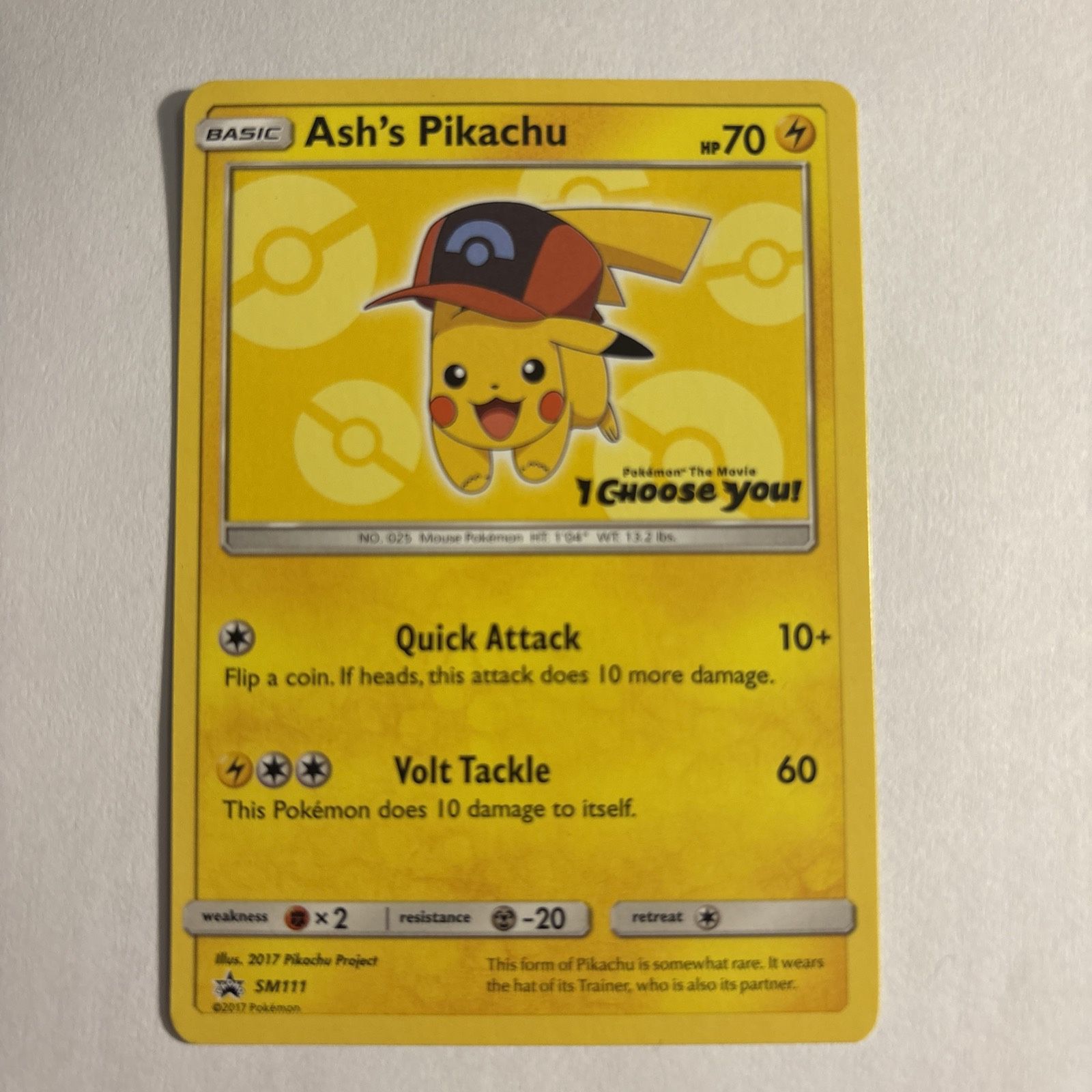 Ash's Pikachu SM111 Sm Regular Promo Card I Choose You Movie