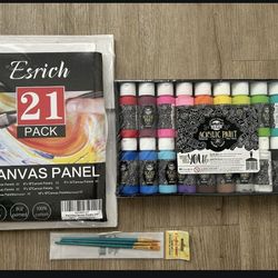 Paint Set: Acrylic Paint And Canvas