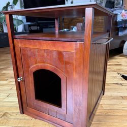 Wooden Cat Litter Box Cabinet Hutch