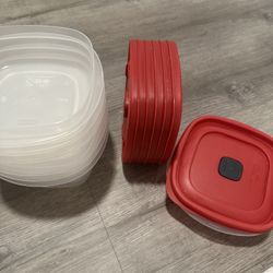 Seven Plastic Food Storage Containers with Lids