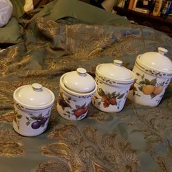 4 Pottery Sugar/Flour/Tea/Coffee 