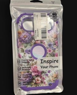 Purple Floral Phone Case with MagSafe