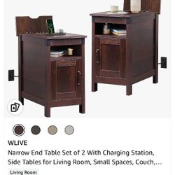 WLIVE
Narrow End Table Set of 2 With Charging Station, Side Tables for Living Room, Small Spaces, Couch,...