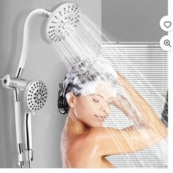 Costway High Pressure Shower Head Combo Handheld Shower Head & Rainfall Showerhead White