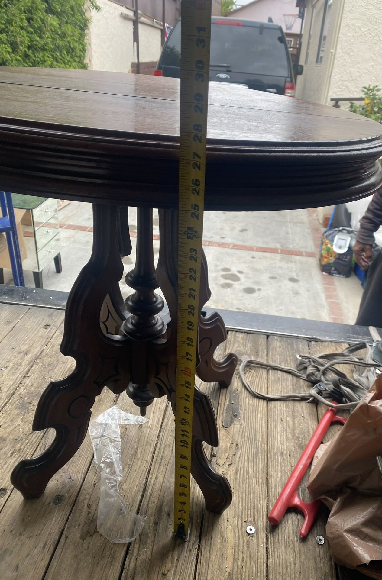 2 Oval Wood End Tables Vintage Style