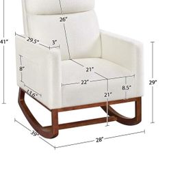 Upholstered Rocking Chair, Boucle Glider Chair Nursery Chair with High Back and Side Pocket, Rocking Accent Armchair with Rubber Wood Legs for Living 