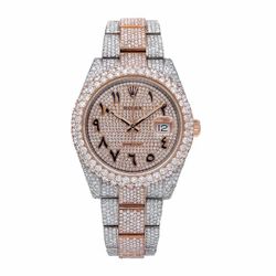 ROLEX DATEJUST 41MM 126301 DIAMOND PAVED EASTERN ARABIC DIAL DIAMOND BEZEL TWO TONE ROSE GOLD FULL DIAMOND OYSTER BRACELET 21.25CT