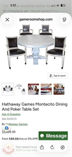 Hathaway poker and dining table