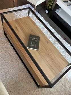Title: Modern Glass Top Coffee Table with 2 Drawers – Target Project 62 Ada