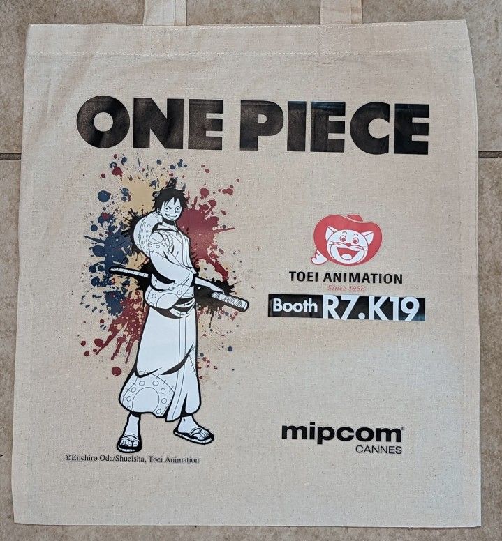 One Piece Anime RARE Exhibition Tote Bag Canvas Cannes MIPCOM Toei Animation 