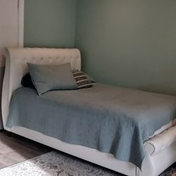 White Leather Bed Frame