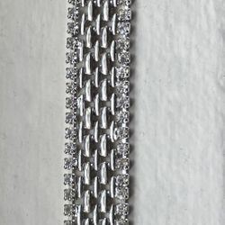 Vintage Kenneth Jay Lane (KJL) Rhinestone Mesh Bracelet - Silver Tone