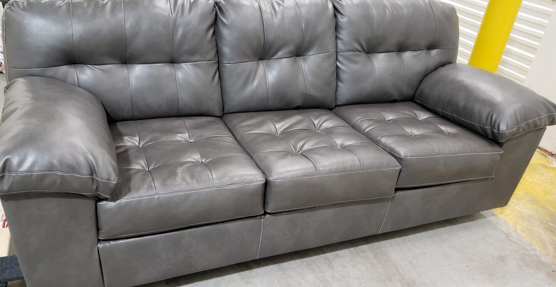 Gray Leather Sleeper Sofa