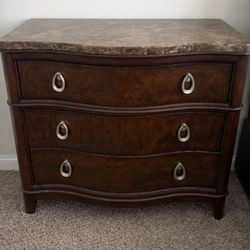 Stone & Wood Night Stand - 3 Drawers 