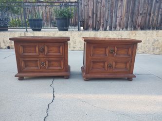 Pair of Vintage Wood Nightstands / Bedside Tables